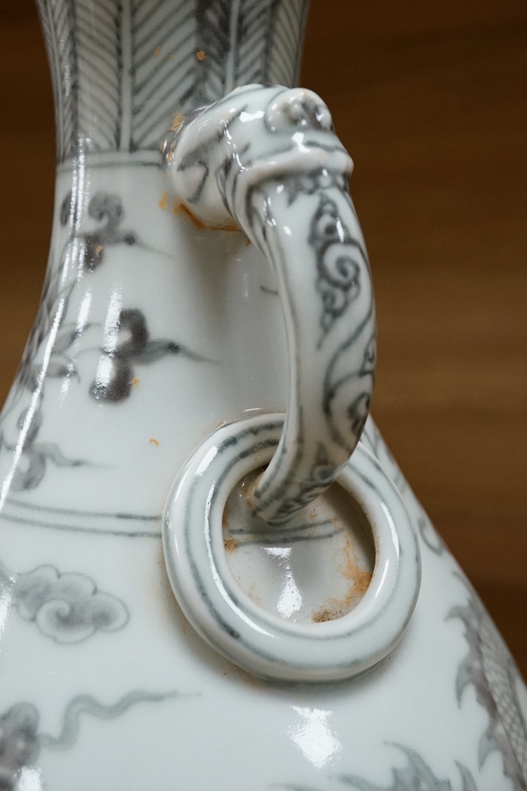 A Chinese underglaze copper red ‘dragon’ vase, 33.5cm